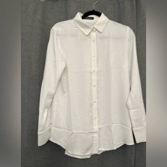 SPRING SEAON Women's Button Down Shirt Collared Blouses Long Sleeve Chiffon - Picture 6 of 7